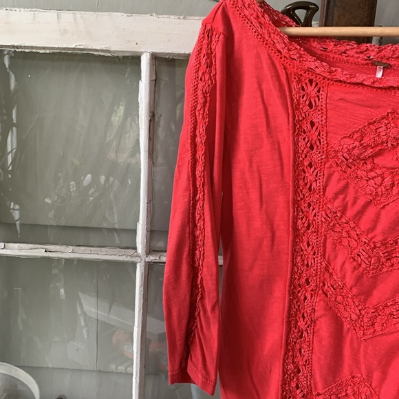 Free People “Truly Madly” Crochet 3/4 Sleeves Top - Picture 7 of 10